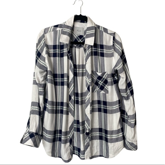 Rails Hunter White/Navy/Forest Long-sleeve Button Up - Women's Button-down Top - Picture 3 of 6